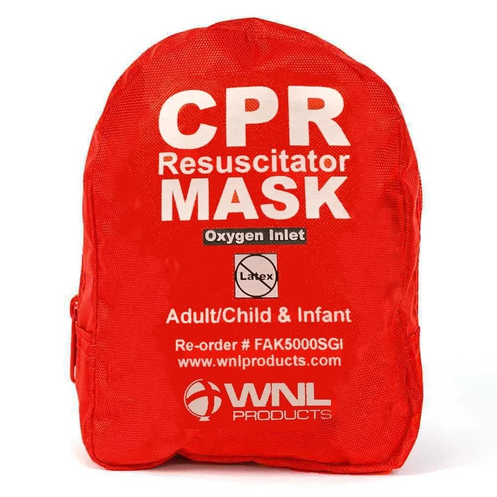 WNL Products CPR Rescue Mask Kit with One-Way Valve, Adult/Child & Infant Masks, Soft Case | ASTM Certified Bacterial Filtration - main product image