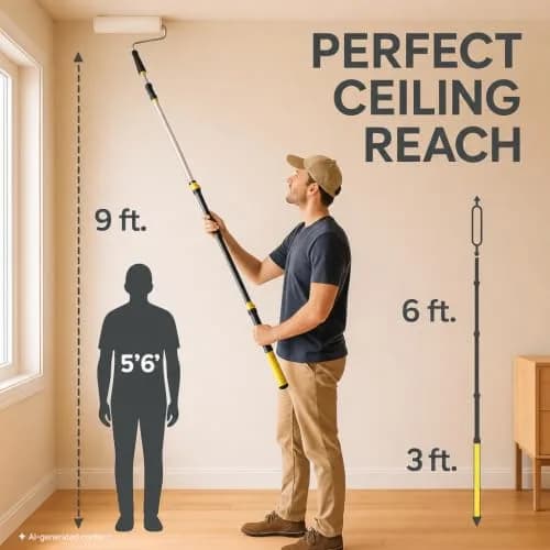 Bates Choice Paint Roller Extension Pole, 3 Ft, Aluminum Alloy | Multi-Purpose Telescopic Tool thumbnail 7