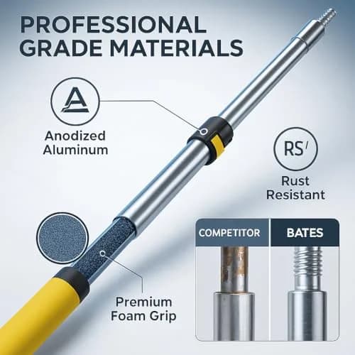 Bates Choice Paint Roller Extension Pole, 3 Ft, Aluminum Alloy | Multi-Purpose Telescopic Tool thumbnail 9