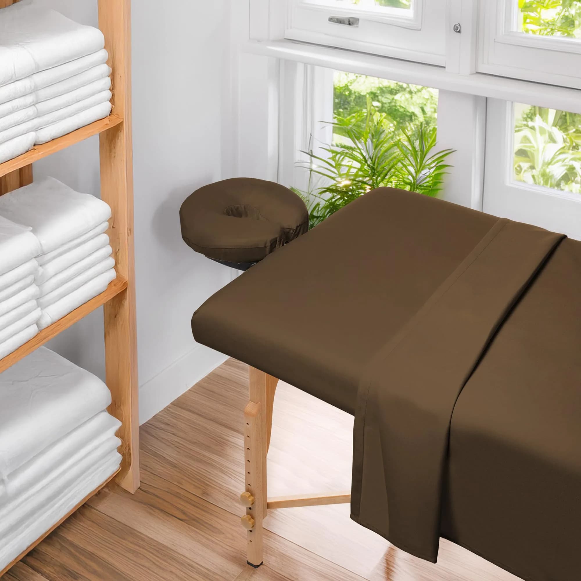 Saloniture 3-Piece Microfiber Massage Table Sheet Set - Chocolate Brown | Fits Most Standard Tables - view 6