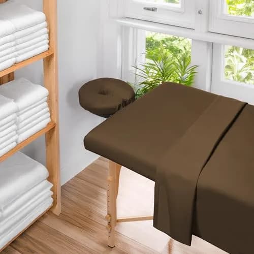Saloniture 3-Piece Microfiber Massage Table Sheet Set - Chocolate Brown | Fits Most Standard Tables thumbnail 6