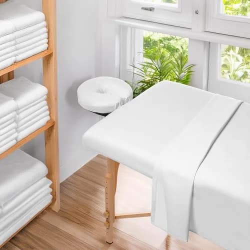 Saloniture 3-Piece Microfiber Massage Table Sheet Set White | Fits Standard Tables, Soft & Breathable thumbnail 6