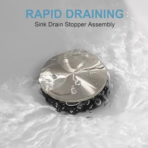 Homevacious 15/8" Bathroom Faucet Vessel Sink Pop up Drain Stopper Plug with Overflow Brushed Nickel thumbnail 4