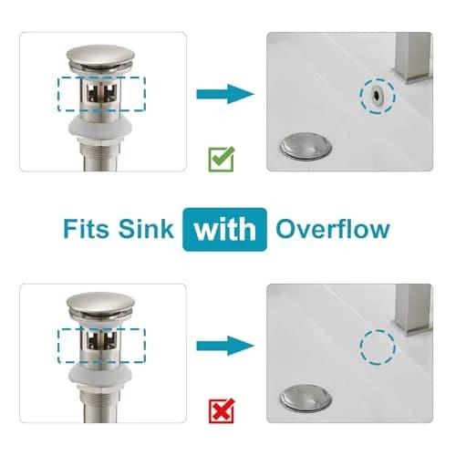 Homevacious 15/8" Bathroom Faucet Vessel Sink Pop up Drain Stopper Plug with Overflow Brushed Nickel thumbnail 5