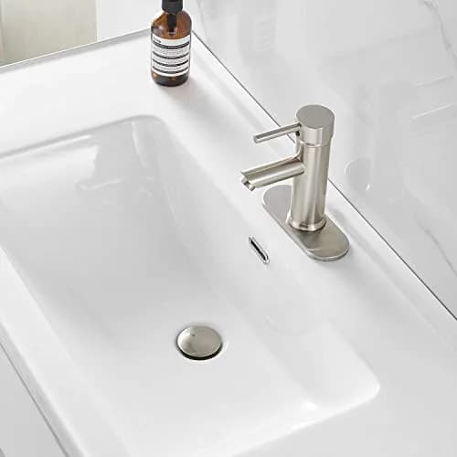 Homevacious 15/8" Bathroom Faucet Vessel Sink Pop up Drain Stopper Plug with Overflow Brushed Nickel thumbnail 8