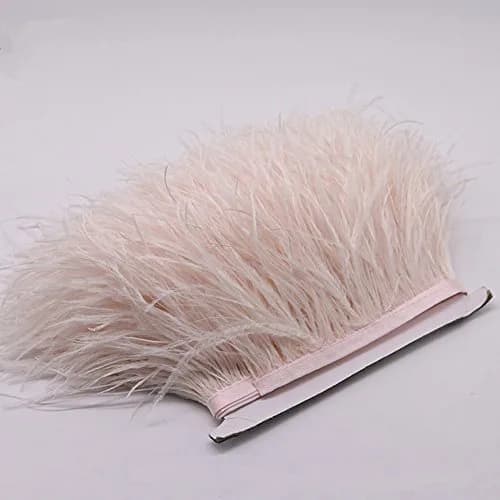 YEQIN Natural Ostrich Feather Fringe Trim 2 Yards (72 inches / 182.88 cm) Beige | Soft & Full for Crafts & Decor thumbnail 2