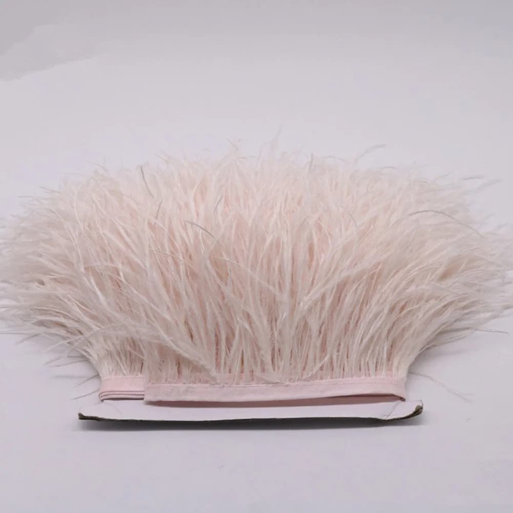 YEQIN Natural Ostrich Feather Fringe Trim 2 Yards (72 inches / 182.88 cm) Beige | Soft & Full for Crafts & Decor - view 3