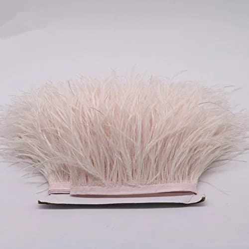 YEQIN Natural Ostrich Feather Fringe Trim 2 Yards (72 inches / 182.88 cm) Beige | Soft & Full for Crafts & Decor thumbnail 3