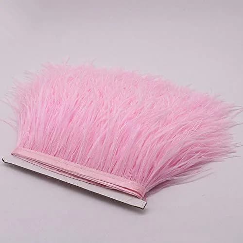YEQIN Natural Soft Ostrich Feathers Fringe Trim 2 Yards (4-6 inches wide) | Pink Craft Ribbon for Sewing & Decor thumbnail 4
