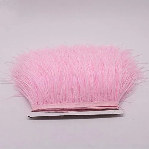 YEQIN Natural Soft Ostrich Feathers Fringe Trim 2 Yards (4-6 inches wide) | Pink Craft Ribbon for Sewing & Decor thumbnail 1
