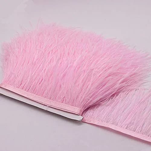 YEQIN Natural Soft Ostrich Feathers Fringe Trim 2 Yards (4-6 inches wide) | Pink Craft Ribbon for Sewing & Decor thumbnail 3
