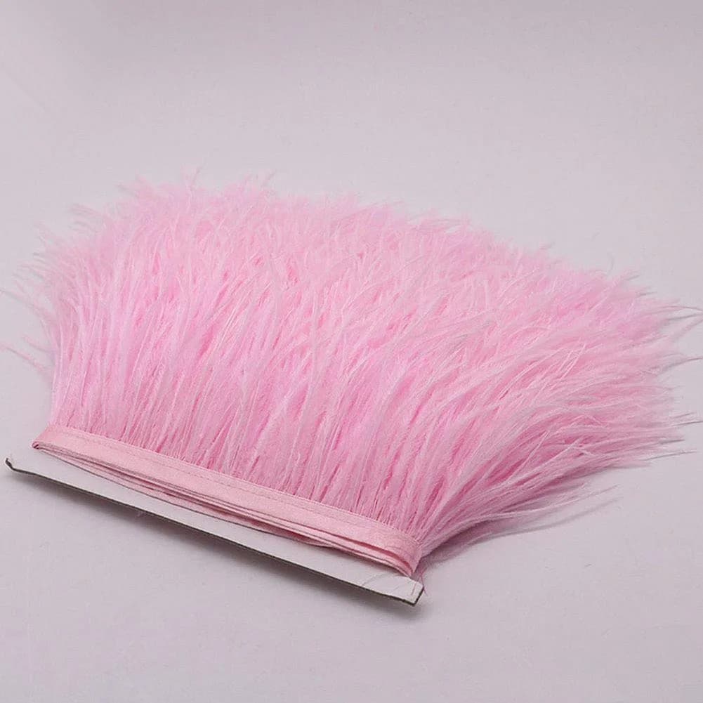 YEQIN Natural Soft Ostrich Feathers Fringe Trim 2 Yards (4-6 inches wide) | Pink Craft Ribbon for Sewing & Decor - view 4