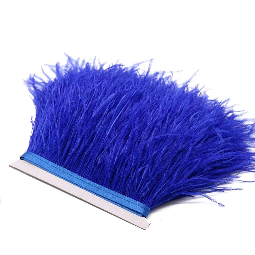 YEQIN Natural Soft Ostrich Feathers Fringe Trim 2 Yards (72 inches) Royal Blue | Hand-Selected for Crafts & Decor - main product image