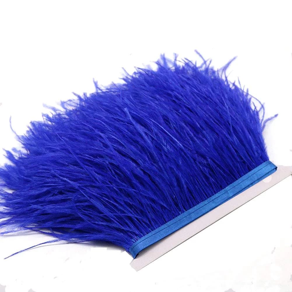 YEQIN Natural Soft Ostrich Feathers Fringe Trim 2 Yards (72 inches) Royal Blue | Hand-Selected for Crafts & Decor - view 2