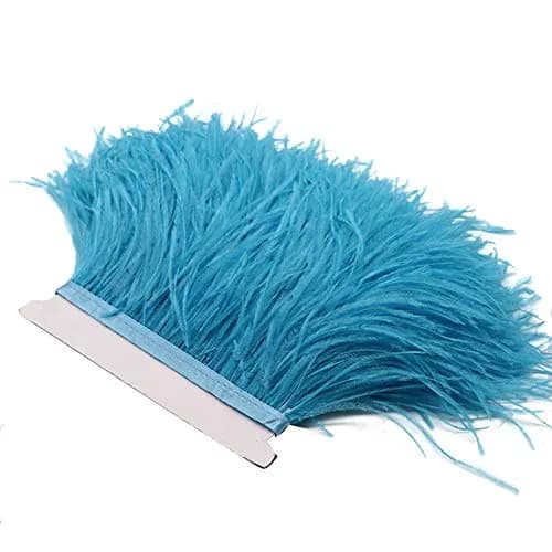 YEQIN 2 Yards Natural & Soft Ostrich Feathers Fringe Trims Sky Blue | Elegant Crafting Accessory (70-120 chars) thumbnail 1