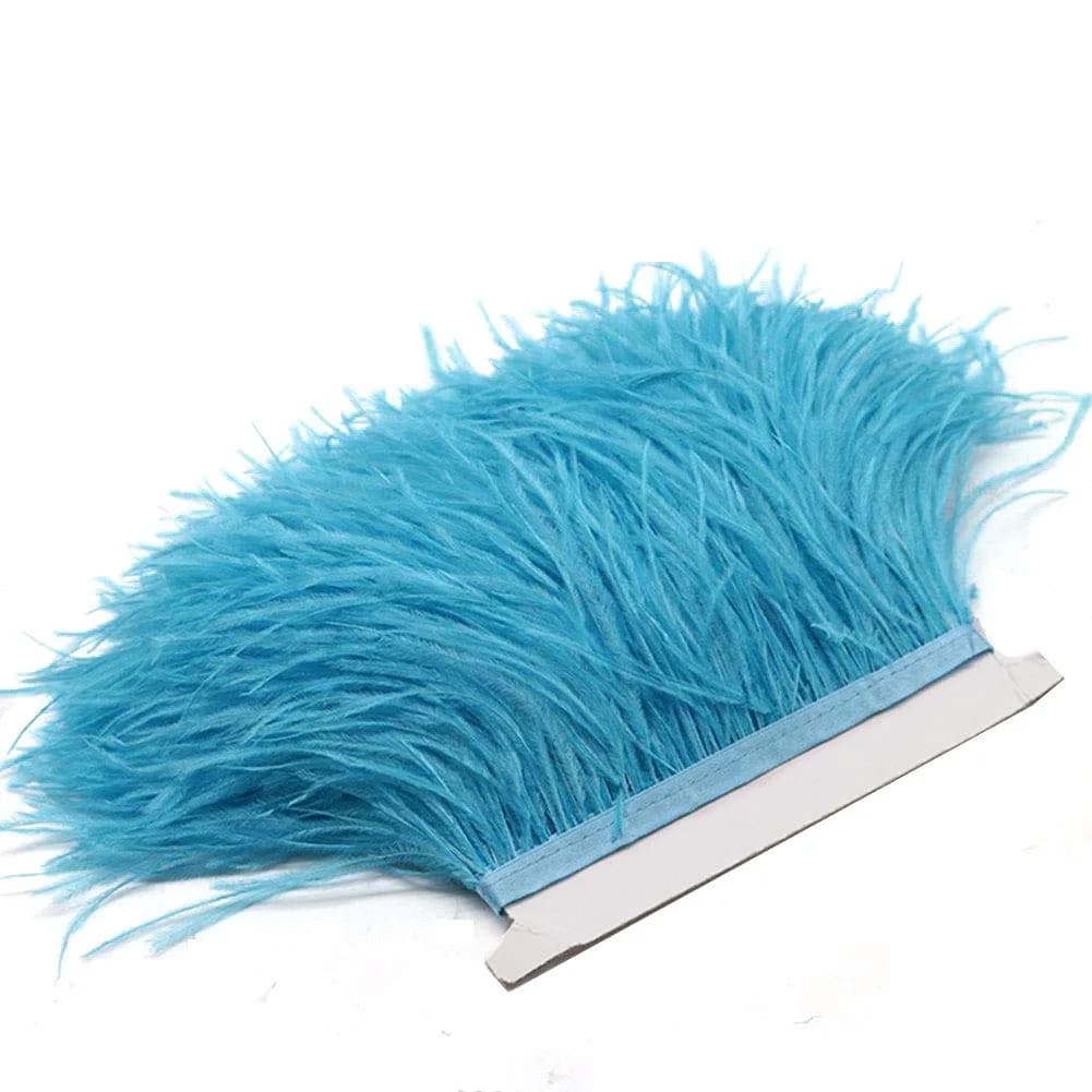 YEQIN Sky Blue Ostrich Feather Fringe Trim 2 Yards - 4-6 Inches Wide for Sewing & Crafts - view 2