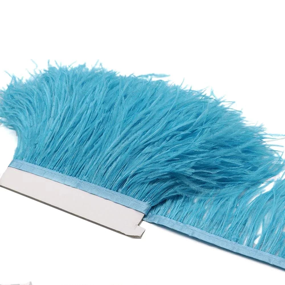 YEQIN Sky Blue Ostrich Feather Fringe Trim 2 Yards - 4-6 Inches Wide for Sewing & Crafts - view 3