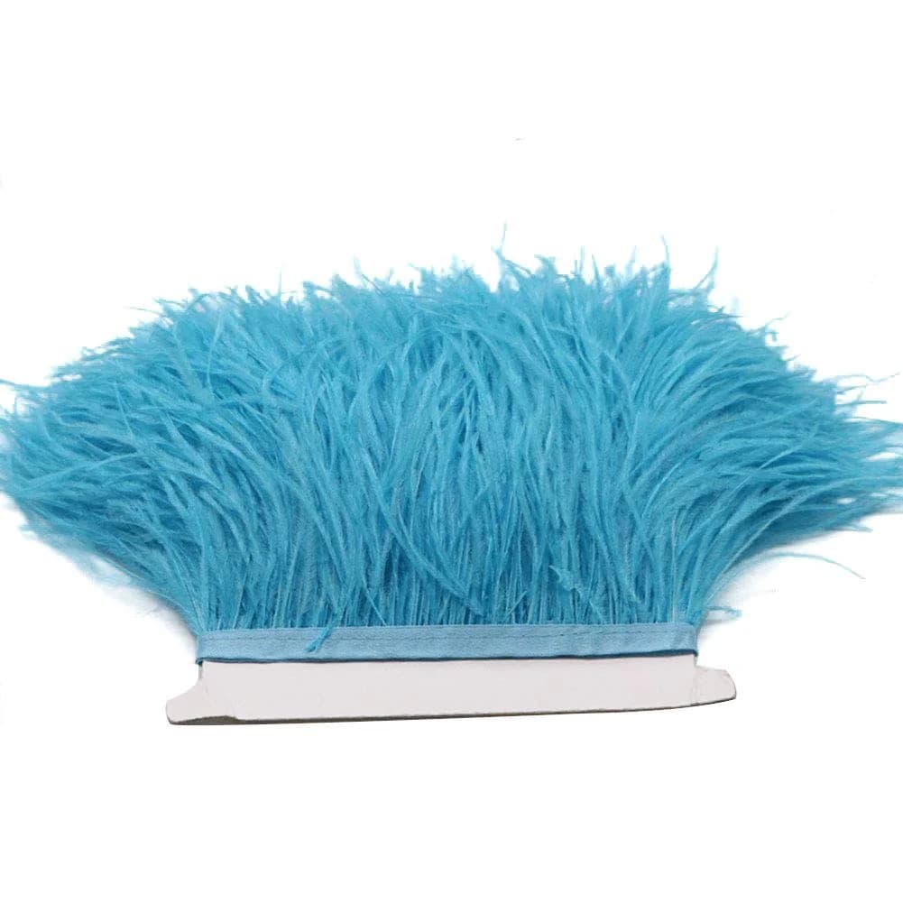 YEQIN Sky Blue Ostrich Feather Fringe Trim 2 Yards - 4-6 Inches Wide for Sewing & Crafts - view 4