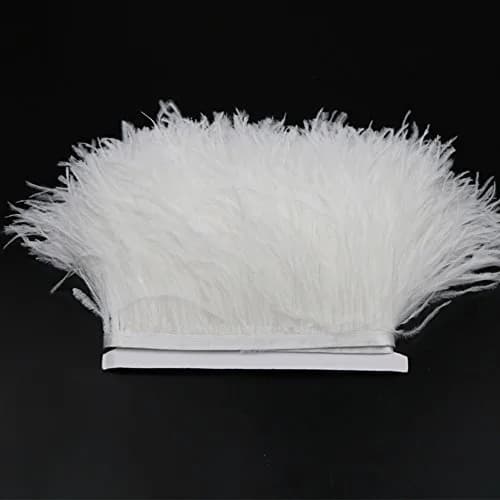 YEQIN White Natural Soft Ostrich Feathers Fringe Trim 2 Yards (4-6 inches wide) | Craft Ribbon for Sewing & Decor - view 4