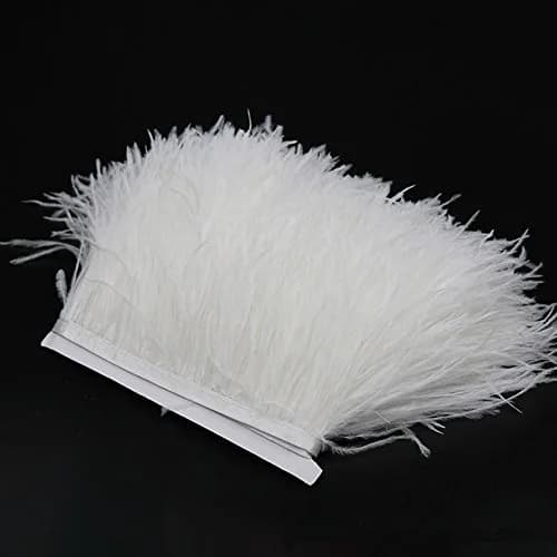 YEQIN White Natural Soft Ostrich Feathers Fringe Trim 2 Yards (4-6 inches wide) | Craft Ribbon for Sewing & Decor - main product image