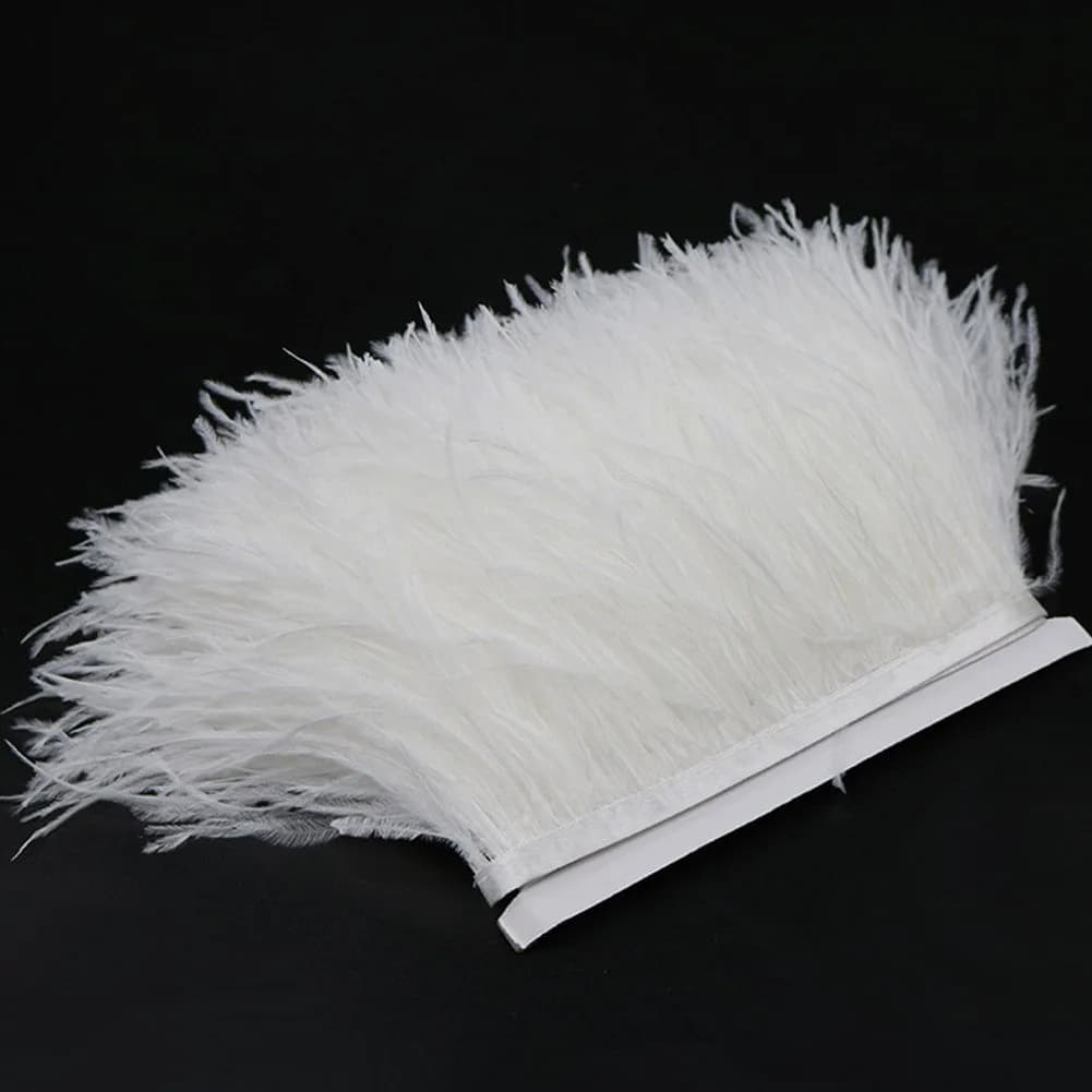 YEQIN White Natural Soft Ostrich Feathers Fringe Trim 2 Yards (4-6 inches wide) | Craft Ribbon for Sewing & Decor thumbnail 2