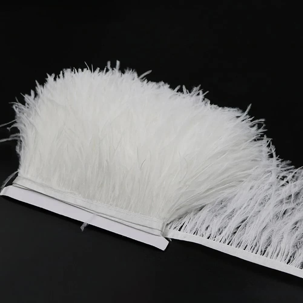 YEQIN White Natural Soft Ostrich Feathers Fringe Trim 2 Yards (4-6 inches wide) | Craft Ribbon for Sewing & Decor thumbnail 3