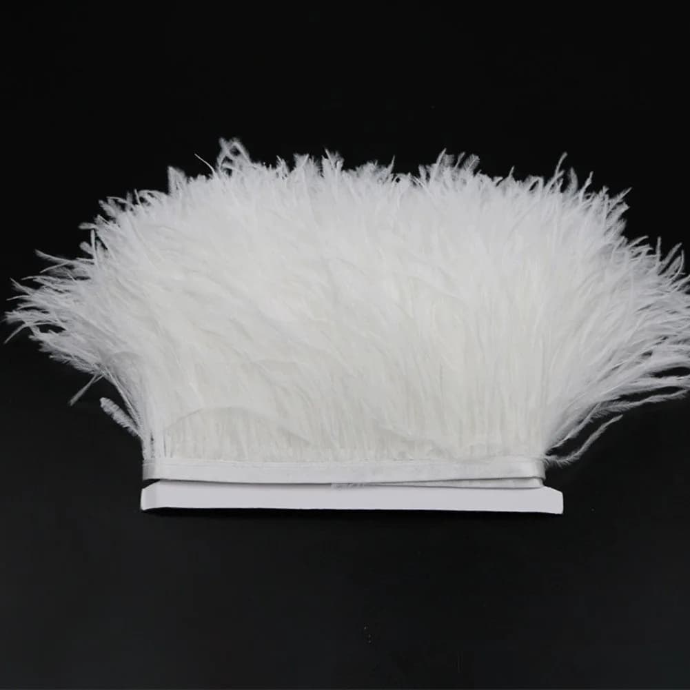 YEQIN White Natural Soft Ostrich Feathers Fringe Trim 2 Yards (4-6 inches wide) | Craft Ribbon for Sewing & Decor thumbnail 4