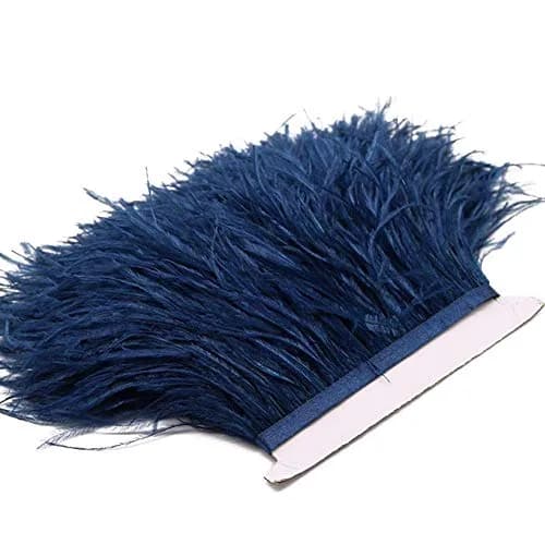 YEQIN Navy Blue Natural Soft Ostrich Feather Fringe Trim - 2 Yards, 4-6 Inches Wide - view 2