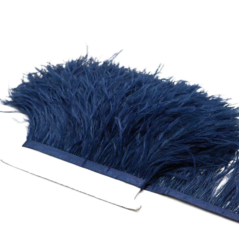 YEQIN Navy Blue Natural Soft Ostrich Feather Fringe Trim - 2 Yards, 4-6 Inches Wide thumbnail 3