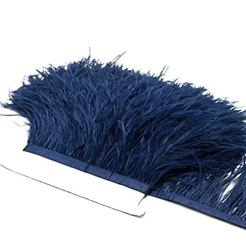 YEQIN Navy Blue Natural Soft Ostrich Feather Fringe Trim - 2 Yards, 4-6 Inches Wide - view 3