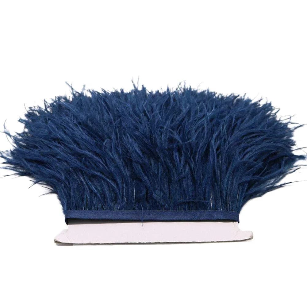 YEQIN Navy Blue Natural Soft Ostrich Feather Fringe Trim - 2 Yards, 4-6 Inches Wide thumbnail 4
