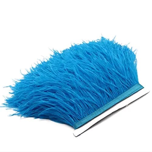 YEQIN Lake Blue Natural Soft Ostrich Feathers Fringe Trim Ribbon - 2 Yards, 4-6 Inches Wide - view 2