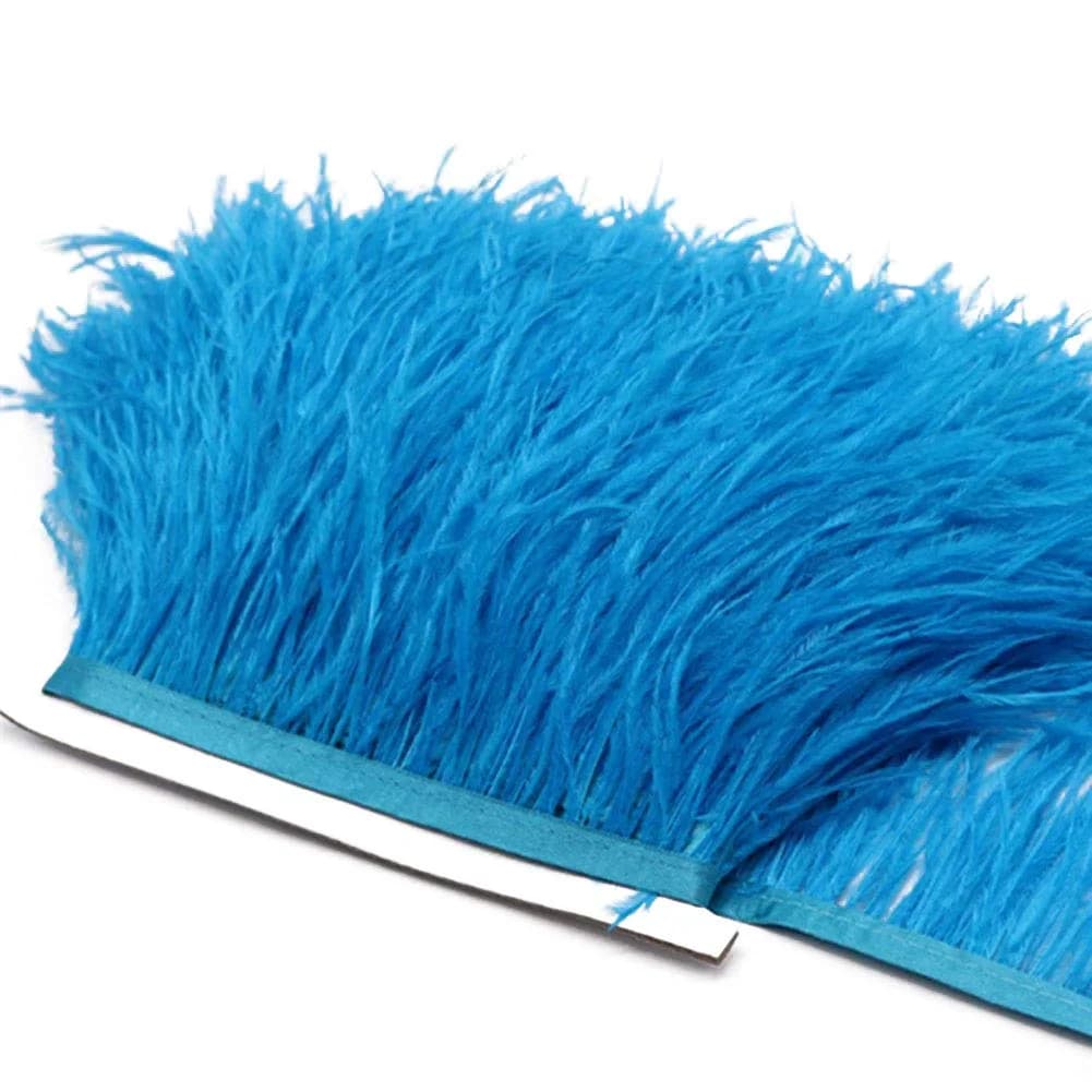 YEQIN Lake Blue Natural Soft Ostrich Feathers Fringe Trim Ribbon - 2 Yards, 4-6 Inches Wide thumbnail 3