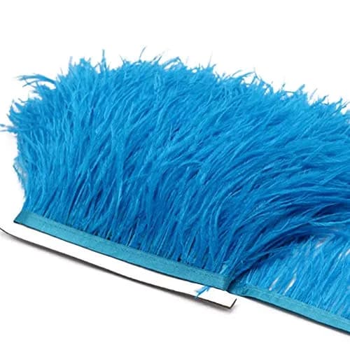 YEQIN Lake Blue Natural Soft Ostrich Feathers Fringe Trim Ribbon - 2 Yards, 4-6 Inches Wide - view 3