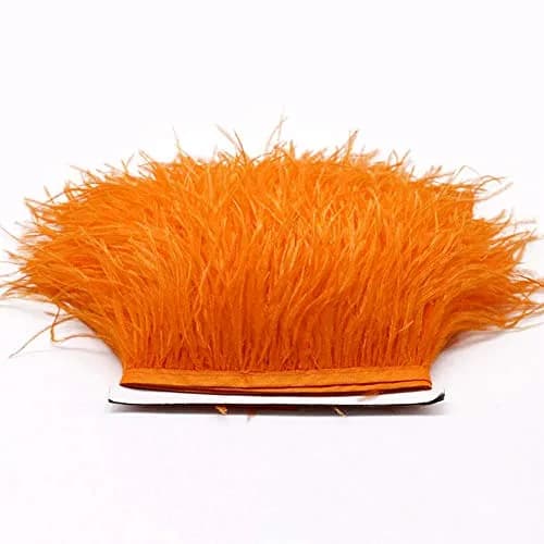 YEQIN Orange Natural Soft Ostrich Feather Fringe Trim - 2 Yards, 4-6 Inches Wide for Crafts & Sewing - view 4
