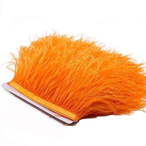 YEQIN Orange Natural Soft Ostrich Feather Fringe Trim - 2 Yards, 4-6 Inches Wide for Crafts & Sewing - main product image