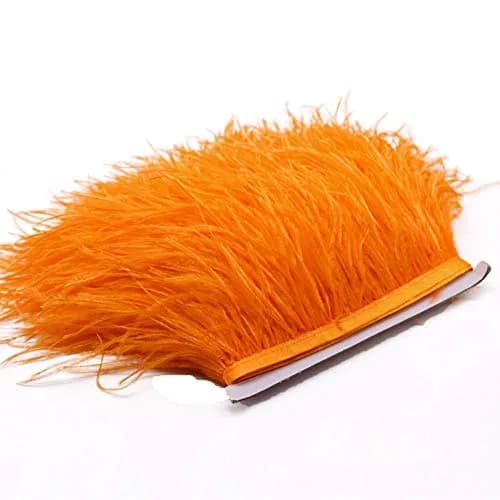 YEQIN Orange Natural Soft Ostrich Feather Fringe Trim - 2 Yards, 4-6 Inches Wide for Crafts & Sewing - view 2