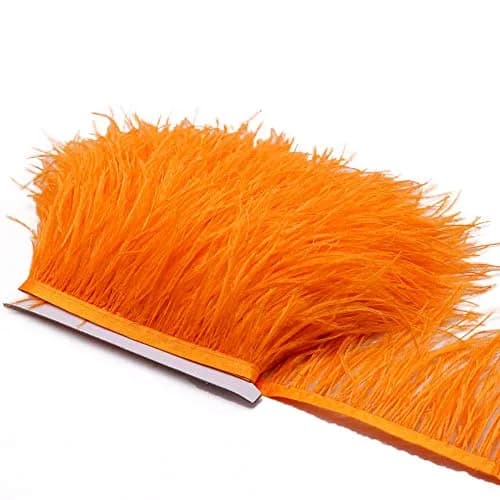 YEQIN Orange Natural Soft Ostrich Feather Fringe Trim - 2 Yards, 4-6 Inches Wide for Crafts & Sewing - view 3
