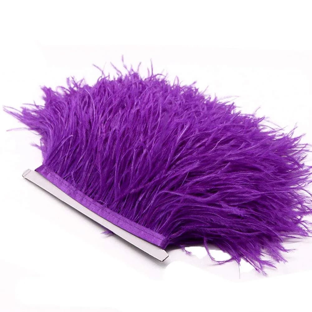 YEQIN Purple Ostrich Feathers Fringe Trim 2 Yards (4-6 inches wide) for Crafts & Sewing thumbnail 1