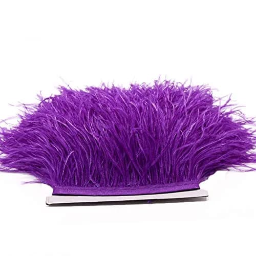 YEQIN Purple Ostrich Feathers Fringe Trim 2 Yards (4-6 inches wide) for Crafts & Sewing - view 4