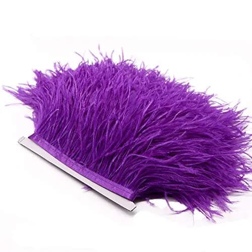 YEQIN Purple Ostrich Feathers Fringe Trim 2 Yards (4-6 inches wide) for Crafts & Sewing - main product image