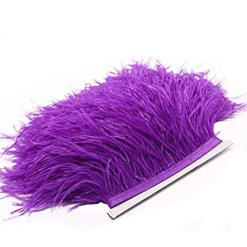 YEQIN Purple Ostrich Feathers Fringe Trim 2 Yards (4-6 inches wide) for Crafts & Sewing - view 2