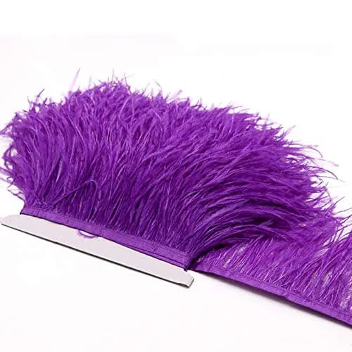 YEQIN Purple Ostrich Feathers Fringe Trim 2 Yards (4-6 inches wide) for Crafts & Sewing - view 3