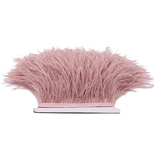 YEQIN Natural Ostrich Feathers Fringe Trim 2 Yards (6 ft) Mistyrose | Soft & Elegant for Crafts & Decor thumbnail 4