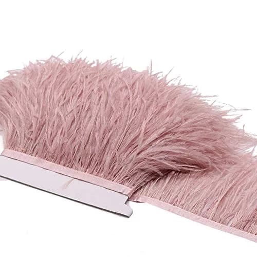 YEQIN Natural Ostrich Feathers Fringe Trim 2 Yards (6 ft) Mistyrose | Soft & Elegant for Crafts & Decor thumbnail 3
