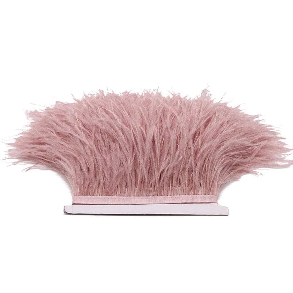 YEQIN Natural Ostrich Feathers Fringe Trim 2 Yards (6 ft) Mistyrose | Soft & Elegant for Crafts & Decor - view 4