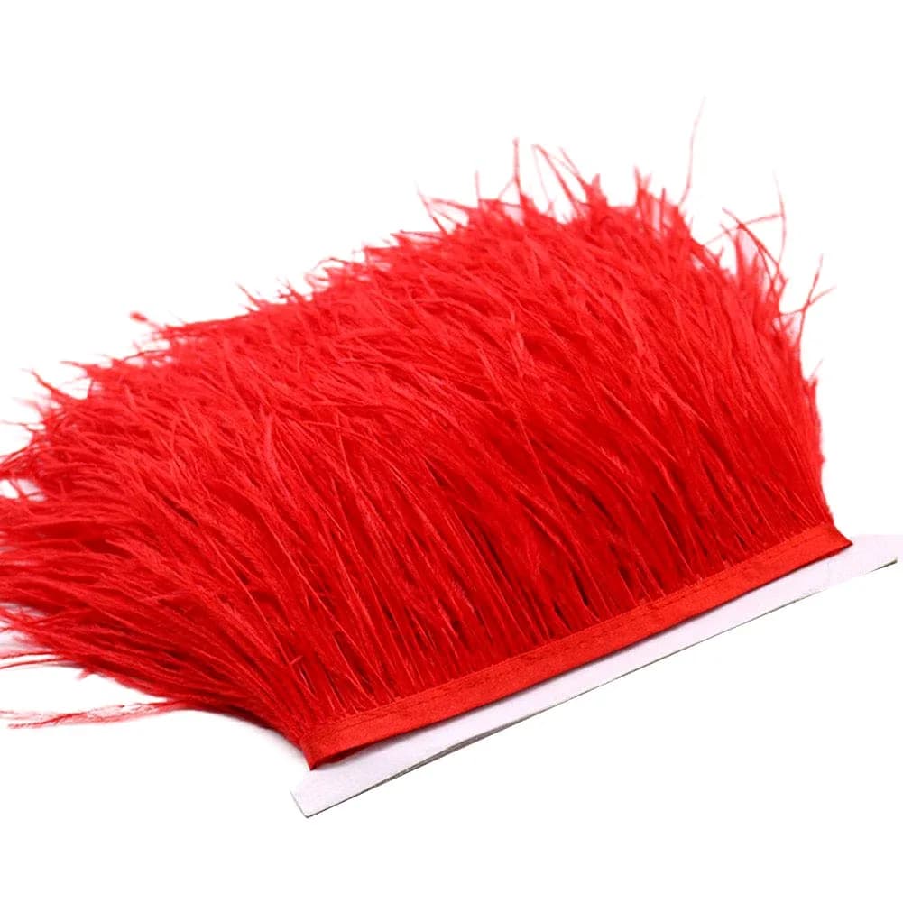 YEQIN Red Ostrich Feathers Fringe Trim - 2 Yards, 4-6 Inch Wide Natural Soft Craft Ribbon for Sewing & Decor thumbnail 2