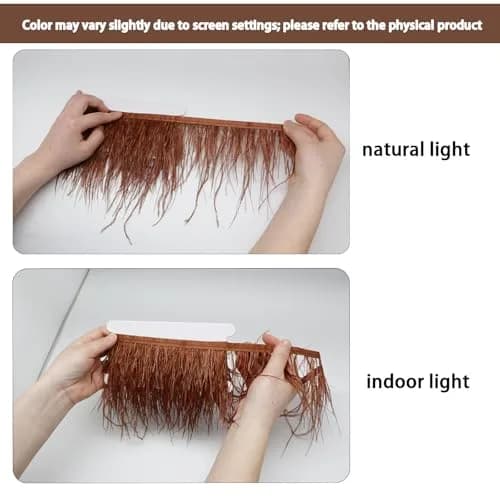 YEQIN Natural Soft Ostrich Feather Fringe Trim 2 Yards (6 ft) | Brown Craft Ribbon for Sewing & Decor thumbnail 5