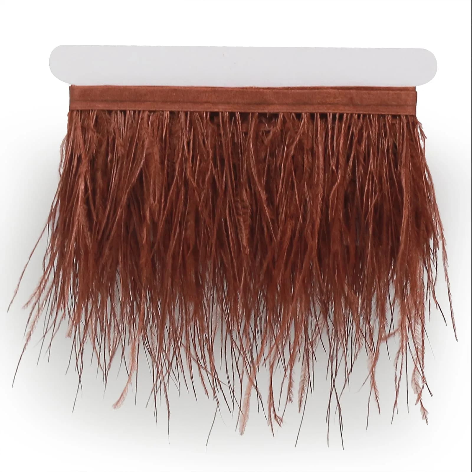YEQIN Natural Soft Ostrich Feather Fringe Trim 2 Yards (6 ft) | Brown Craft Ribbon for Sewing & Decor - view 2
