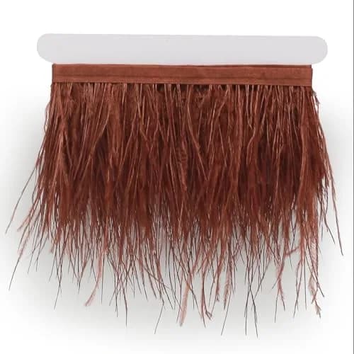 YEQIN Natural Soft Ostrich Feather Fringe Trim 2 Yards (6 ft) | Brown Craft Ribbon for Sewing & Decor thumbnail 2